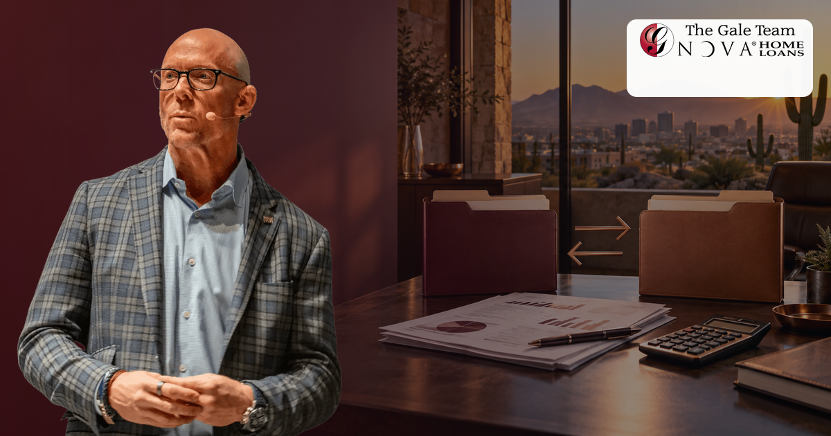 Greg Gale with bank statements and account-transfer records for an Arizona mortgage review