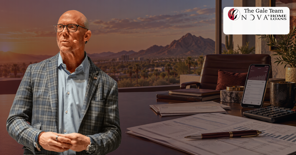 Greg Gale with bank statements and cash-deposit records for an Arizona mortgage review