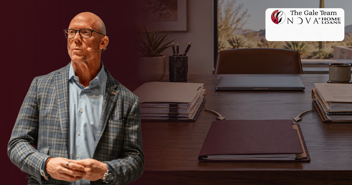Greg Gale reviewing W-2 and business-income documents for an Arizona mortgage